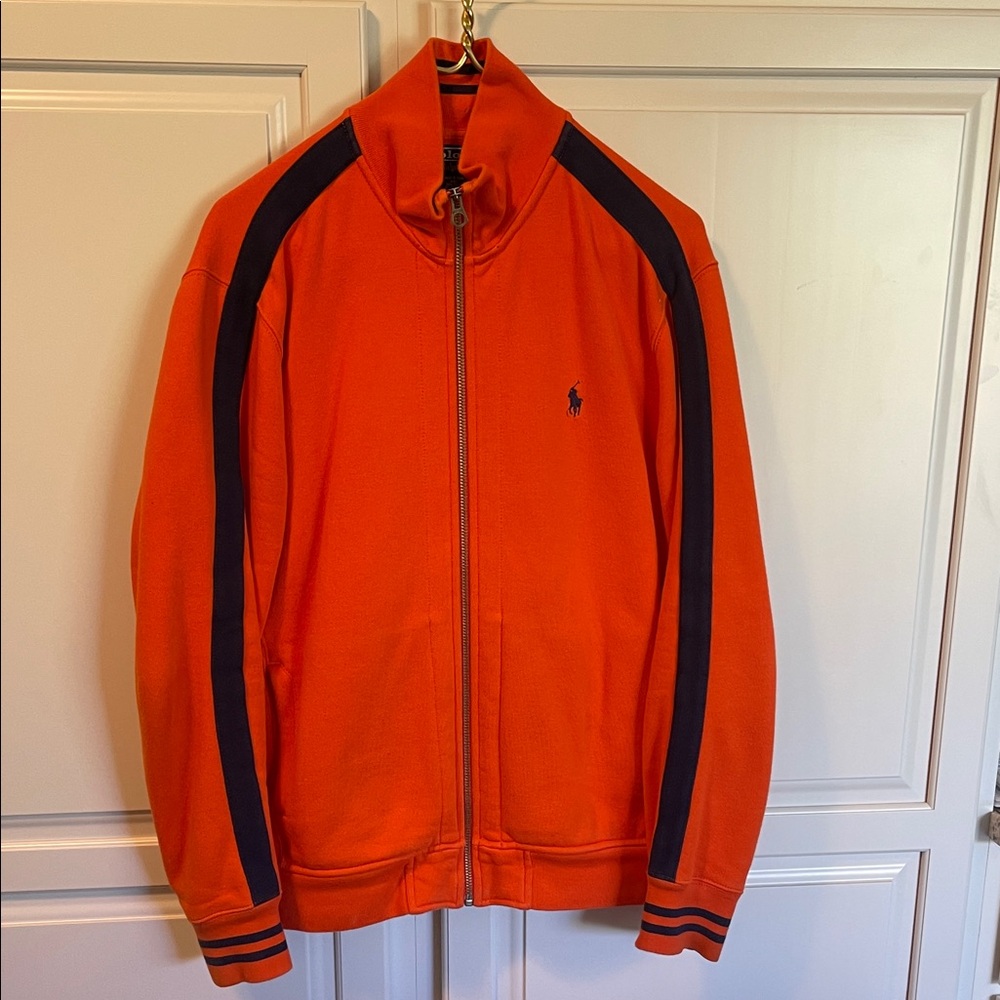 Ralph Lauren Orange Track Jacket with Navy Stripes